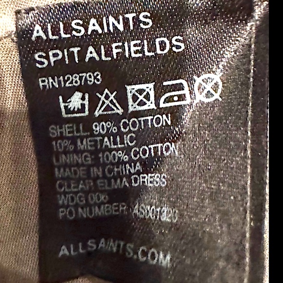 AllSaints Spitalfields “Elma” Metallic Hooded Draped Dress – Size UK 10 (US 6) - Picture 10 of 12